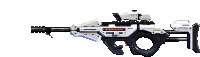 a futuristic looking rifle with a red light on the side