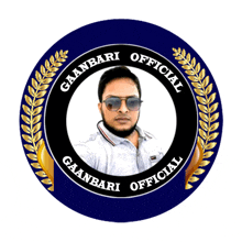 a picture of a man in a circle that says ' gaanbari official ' on it