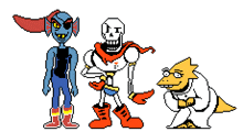 a pixel art of undertale characters including papyrus