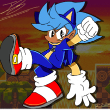 a cartoon drawing of sonic the hedgehog with the date 3-7-2008 on the bottom