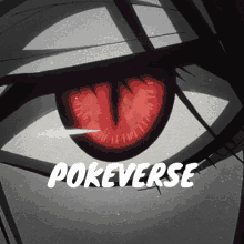 a poster with a red eye and the word pokeverse