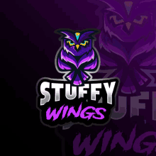 a logo for stuffy wings with an owl on it