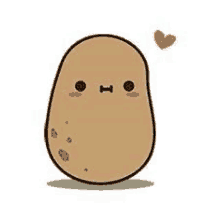 a cartoon potato with a face and a heart in the background .