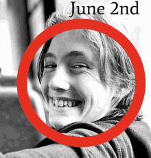 a black and white photo of a smiling young man with the date june 2nd