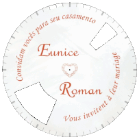 a white circle with roman and eunice written on it