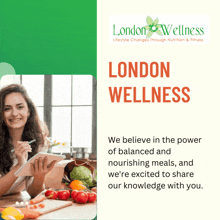 an advertisement for london wellness shows a woman writing on a notebook