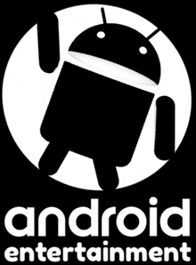 a logo for android entertainment with a black and white logo