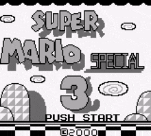 a black and white video game screen for super mario 3 special