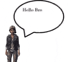 a speech bubble that says hello bro on it