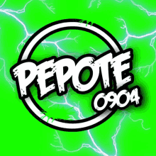 a green background with lightning bolts and the word pepote