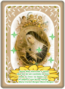 a picture of santa rita intercede a jesus with angels