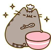 a cartoon cat wearing a chef 's hat is sitting next to a bowl