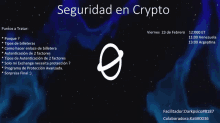 a poster that says seguridad en crypto with a blue background