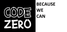 a black and white logo for code zero