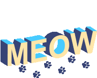 the word meow is on a white background