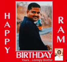 a birthday card for ram with a picture of a man