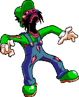 a cartoon of a zombie mario with a beard