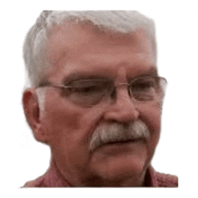 an older man with glasses and a mustache is looking at the camera .