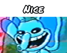 a picture of a cartoon character with the word nice below it