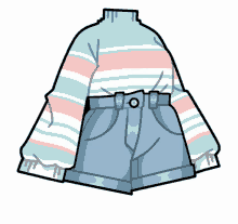 a drawing of a striped shirt and shorts