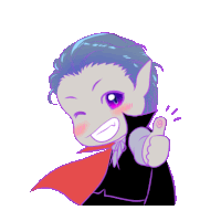 a cartoon of a vampire giving a thumbs up sign