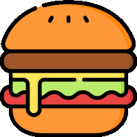 a cartoon drawing of a hamburger with melted cheese