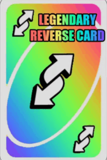 a rainbow colored reverse card that says legendary reverse card