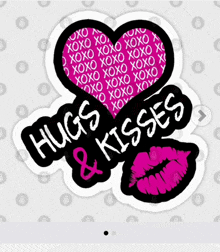 a sticker that says hugs and kisses with pink lips