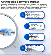 a poster for the orthopedic software market shows a doctor on a laptop