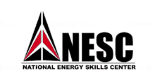 the logo for the national energy skills center is black and red