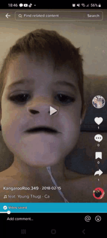 a video of a young boy is being played on the phone