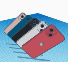 a 3d model of a row of apple iphones