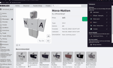 a screenshot of nova-nation on roblox showing the price of 5