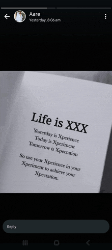 a picture of a book that says " life is xxx "