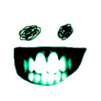 a drawing of a face with glowing teeth