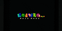 a black background with loading main menu written in multicolored letters