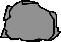 a black and white drawing of a rock on a white background .