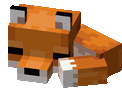 a minecraft fox is sitting on top of another fox .