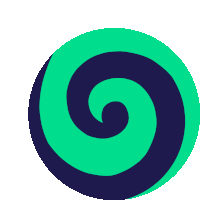 a blue and green circle with a spiral in the center