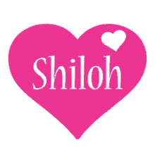 a pink heart with the name shiloh written inside of it