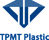 a logo for tpmt plastic with a blue diamond in the middle