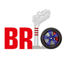 a logo for brio with smoke coming out of a chimney and a wheel