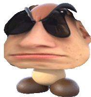 a cartoon character wearing sunglasses looks angry