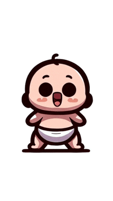 a cartoon illustration of a baby in a diaper standing on a white background .