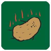 a drawing of a potato with a face on it