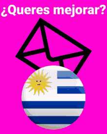 a button with the flag of uruguay and an envelope behind it