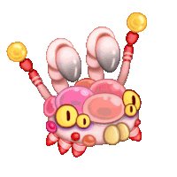 a cartoon drawing of a pink and yellow monster