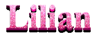 the word lilian is written in pink glitter letters