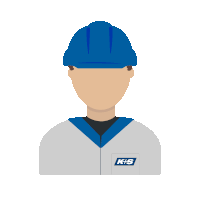 an icon of a man wearing a blue hard hat and a k-s logo