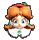 a pixel art drawing of a girl with orange hair and a flower in her hair .